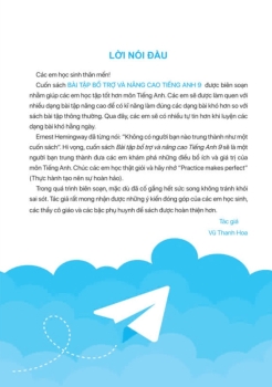 BÀI TẬP BỔ TRỢ VÀ NÂNG CAO TIẾNG ANH LỚP 9 (Theo SGK Tiếng Anh 9 Global Success)
